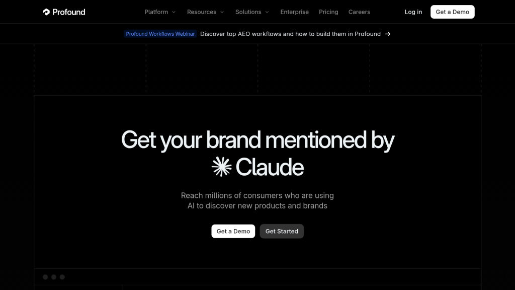 Profound GEO platform landing page for enterprise brand optimization