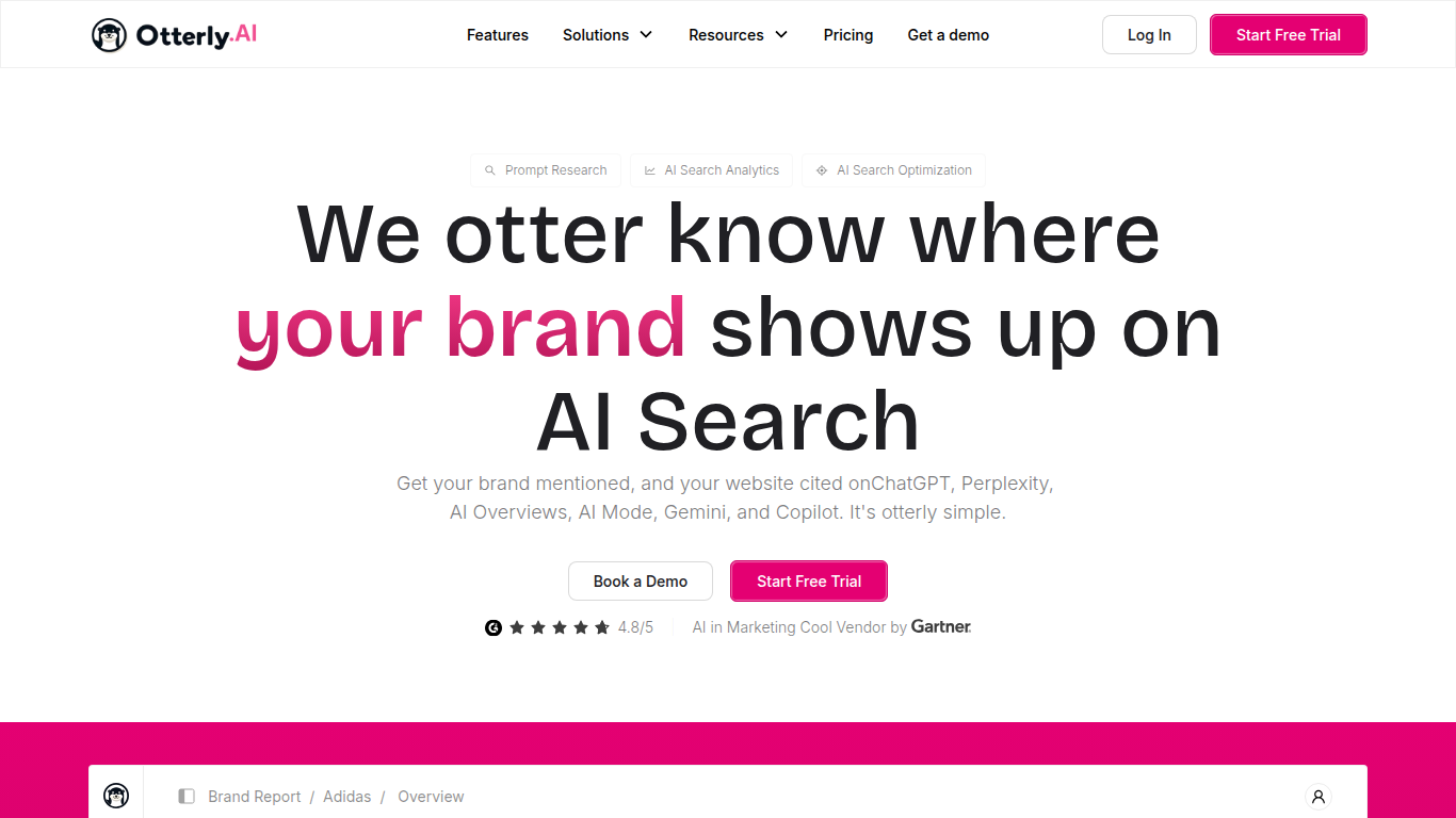 Otterly AI landing page — affordable self-serve AI visibility tracking